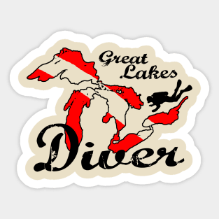 Vintage Great Lakes Scuba Diving Dive Flag Scuba Diver Sticker